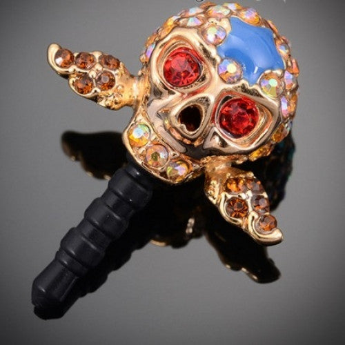 Dust proof Plugs Earphone Jack Plug Crystal Dust Plug For LG Phone samsung sony Cell Phone, Fashion Rhinestone Skull Head